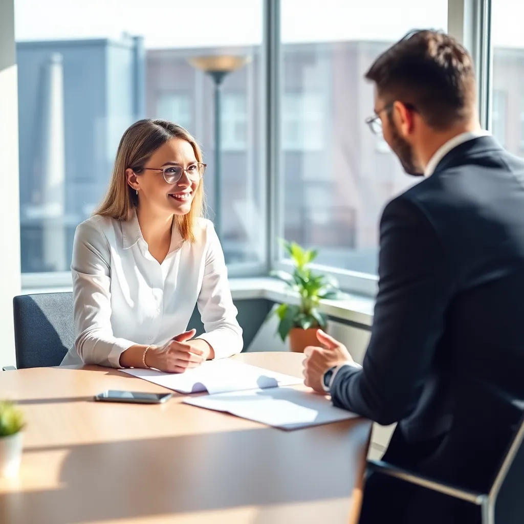 Professional die een loopbaangesprek heeft met een coach
