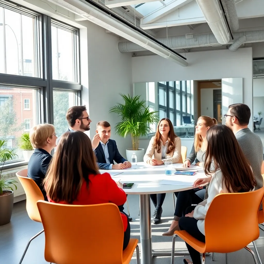 Diverse professionals werken samen in een moderne Nederlandse kantooromgeving