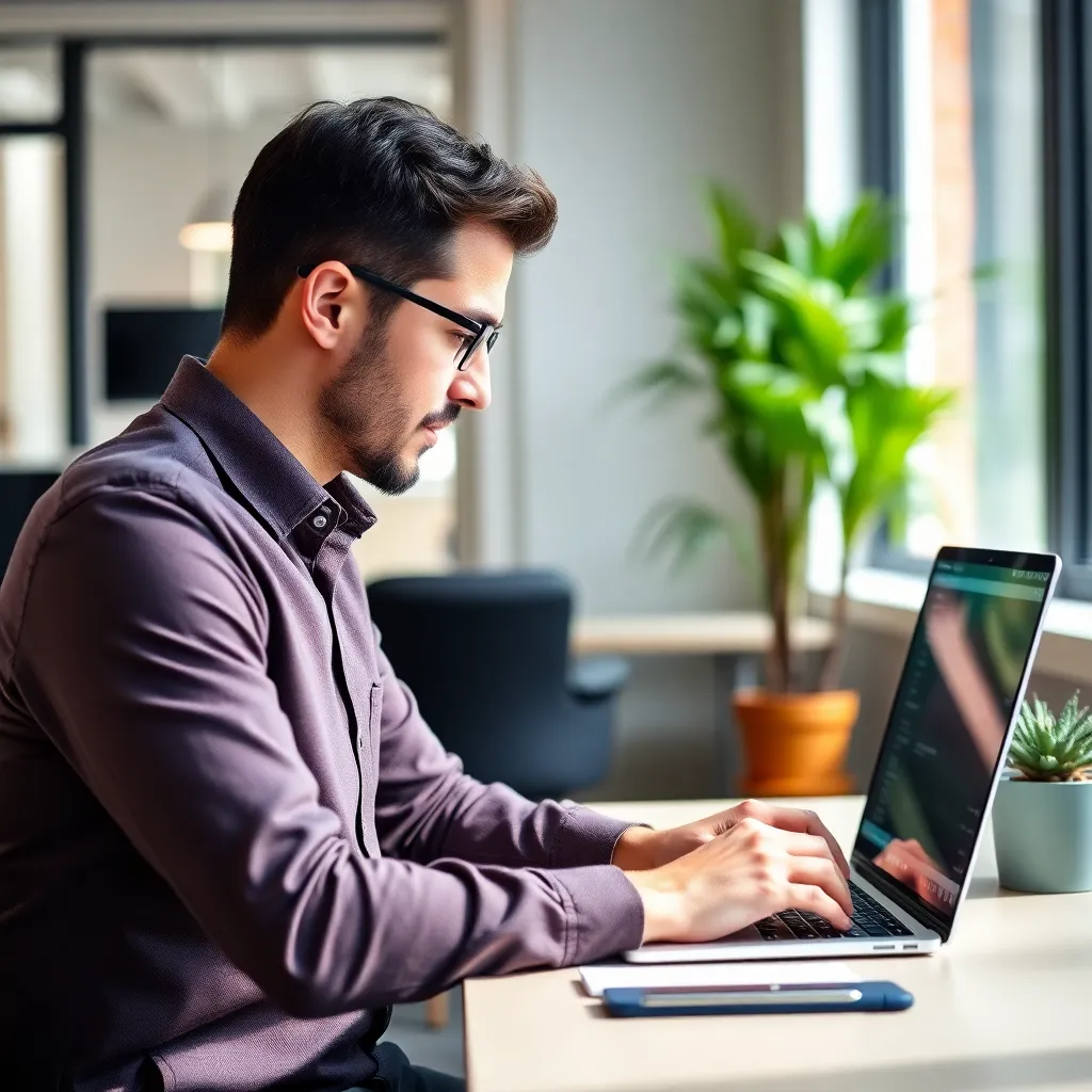 Professional werkt aan digitale vaardigheden op laptop
